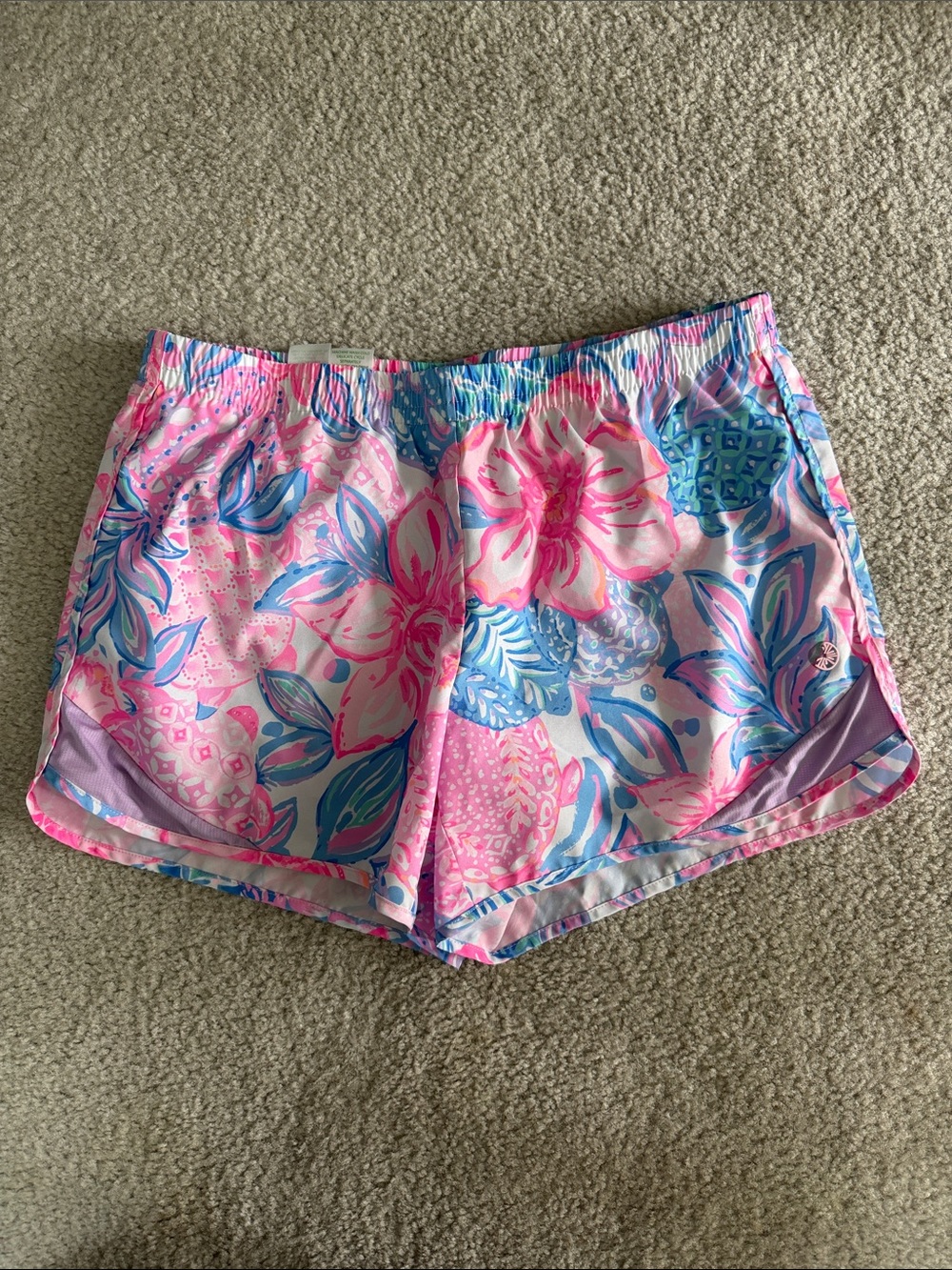 Lilly Pulitzer Pink and Blue Floral Athletic Shorts